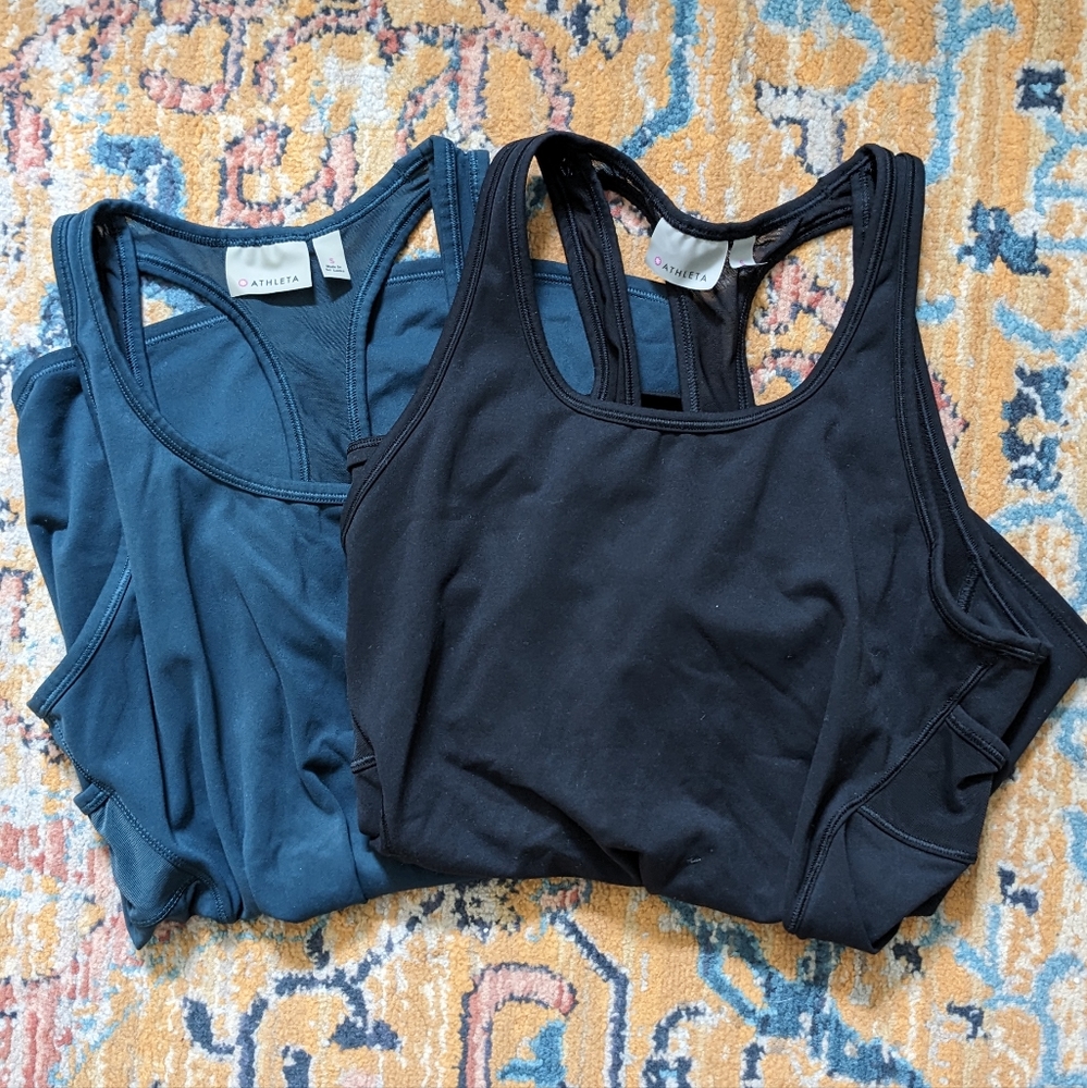 2 Athleta tops (green and black)